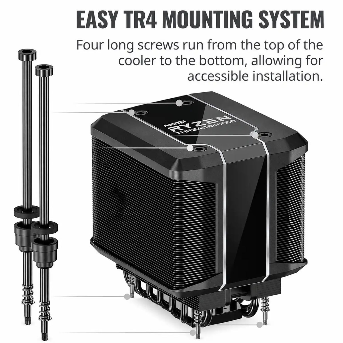 Repacked Cooler Master Wraith Ripper AMD TR4 CPU Air Cooler easy four screw mounting installation system -tpstech.in