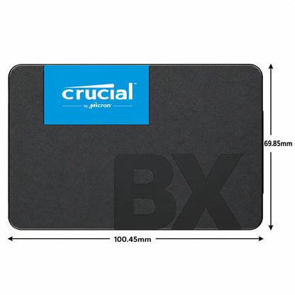 Repacked Crucial BX500 120GB SATA 2.5-inch SSD dimensions showing length and width measurements -tpstech.in