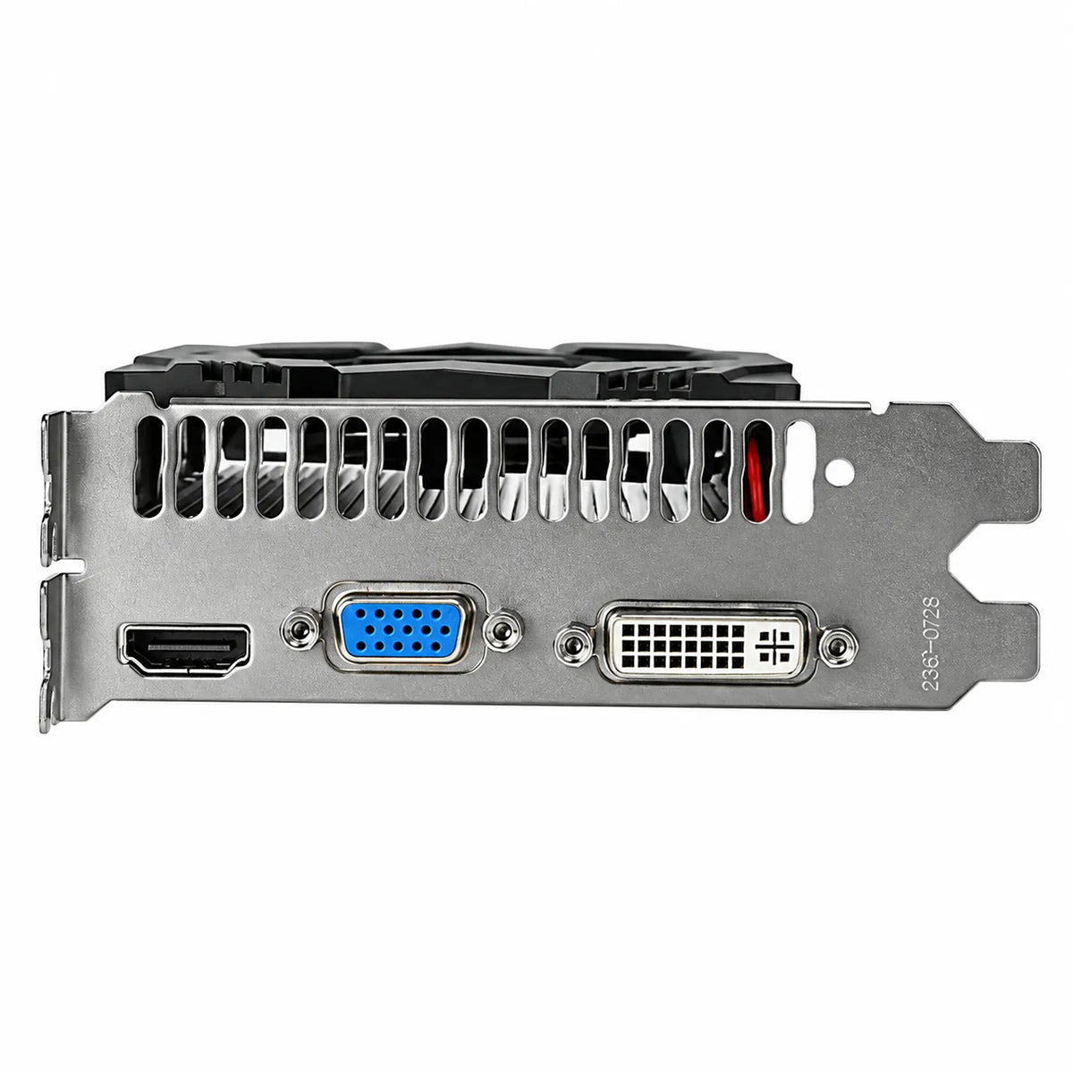Rear IO bracket of Repacked Galax GeForce GT 730 4GB DDR3 64-bit Graphics Card showing HDMI VGA and DVI-D ports -tpstech.in