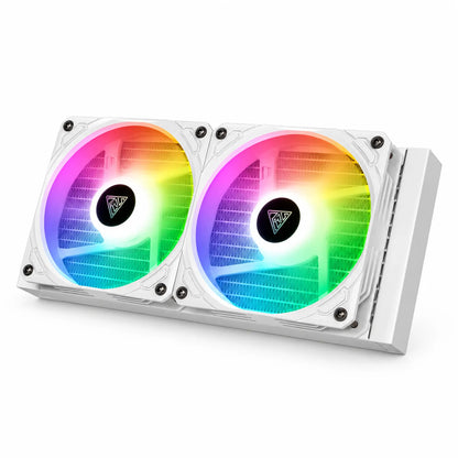 Repacked GAMDIAS CHIONE M3-240W 240W AIO Liquid CPU Cooler dual ARGB 120mm PWM fans mounted on 240mm white radiator -tpstech.in