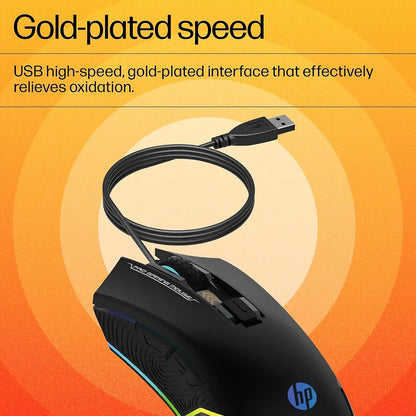 Repacked HP G360 RGB Wired Gaming Mouse gold plated high speed USB connector -tpstech.in