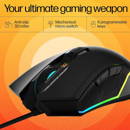 Repacked HP G360 RGB Wired Gaming Mouse mechanical micro switch and anti slip 3D roller -tpstech.in