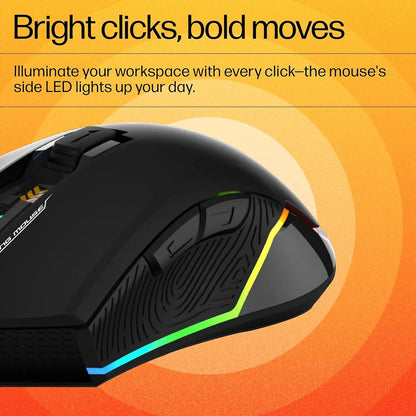Repacked HP G360 RGB Wired Gaming Mouse side LED illumination and textured thumb grip -tpstech.in