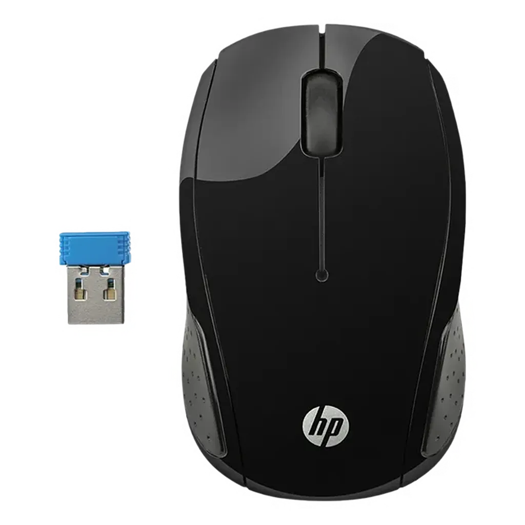 Repacked HP Wireless Mouse 200 1000 DPI Optical Mouse for PC top view with USB nano receiver -tpstech.in