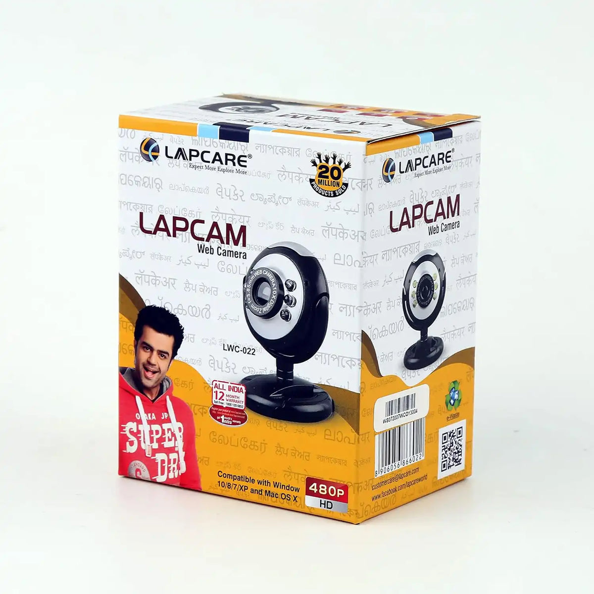 Repacked Lapcare Lapcam LWC-022 480P HD Web Camera retail packaging box -tpstech.in