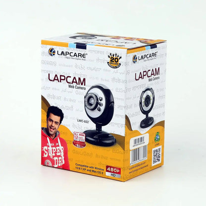 Repacked Lapcare Lapcam LWC-022 480P HD Web Camera retail packaging box -tpstech.in