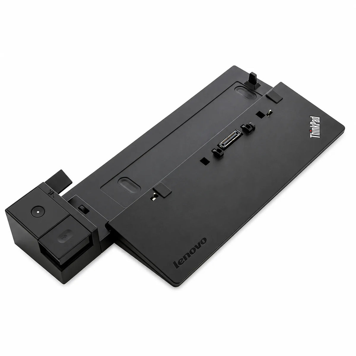 Repacked Lenovo ThinkPad Basic 65W Docking Station isometric angle showing top docking interface pins and eject button -tpstech.in