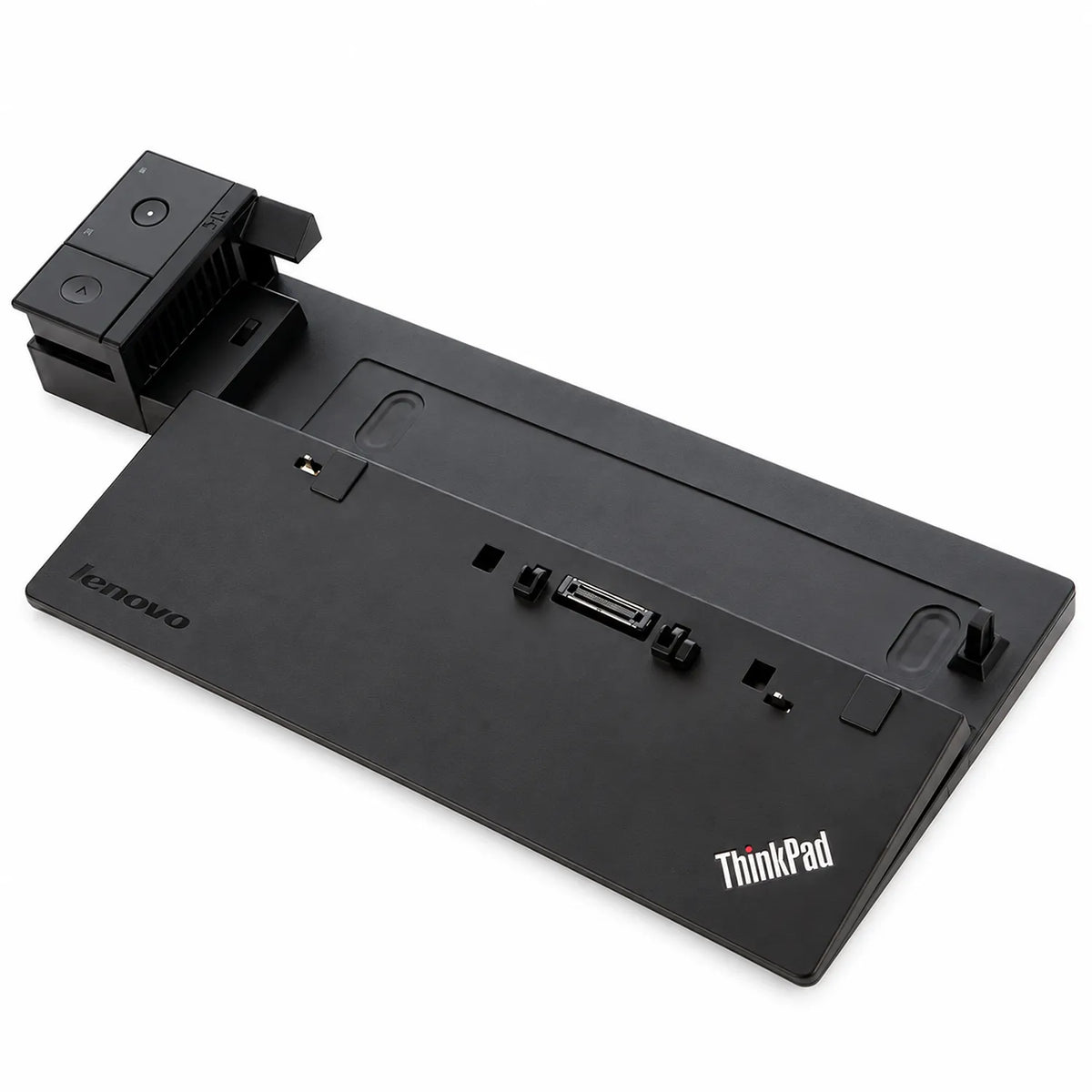 Repacked Lenovo ThinkPad Ultra Dock 170W Docking Station perspective angle view showing docking connector and eject mechanism -tpstech.in