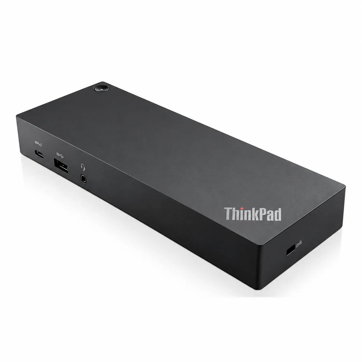 Repacked Lenovo USB-C USB 3.0 Port Docking Station 135W perspective view showing front ports and Kensington lock slot -tpstech.in