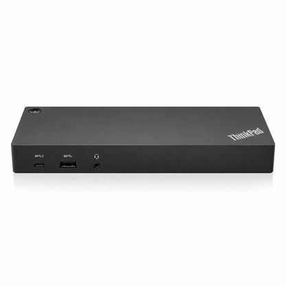 Repacked Lenovo USB-C USB 3.0 Port Docking Station 135W front view displaying USB-C, USB 3.0, and 3.5mm audio combo jack -tpstech.in