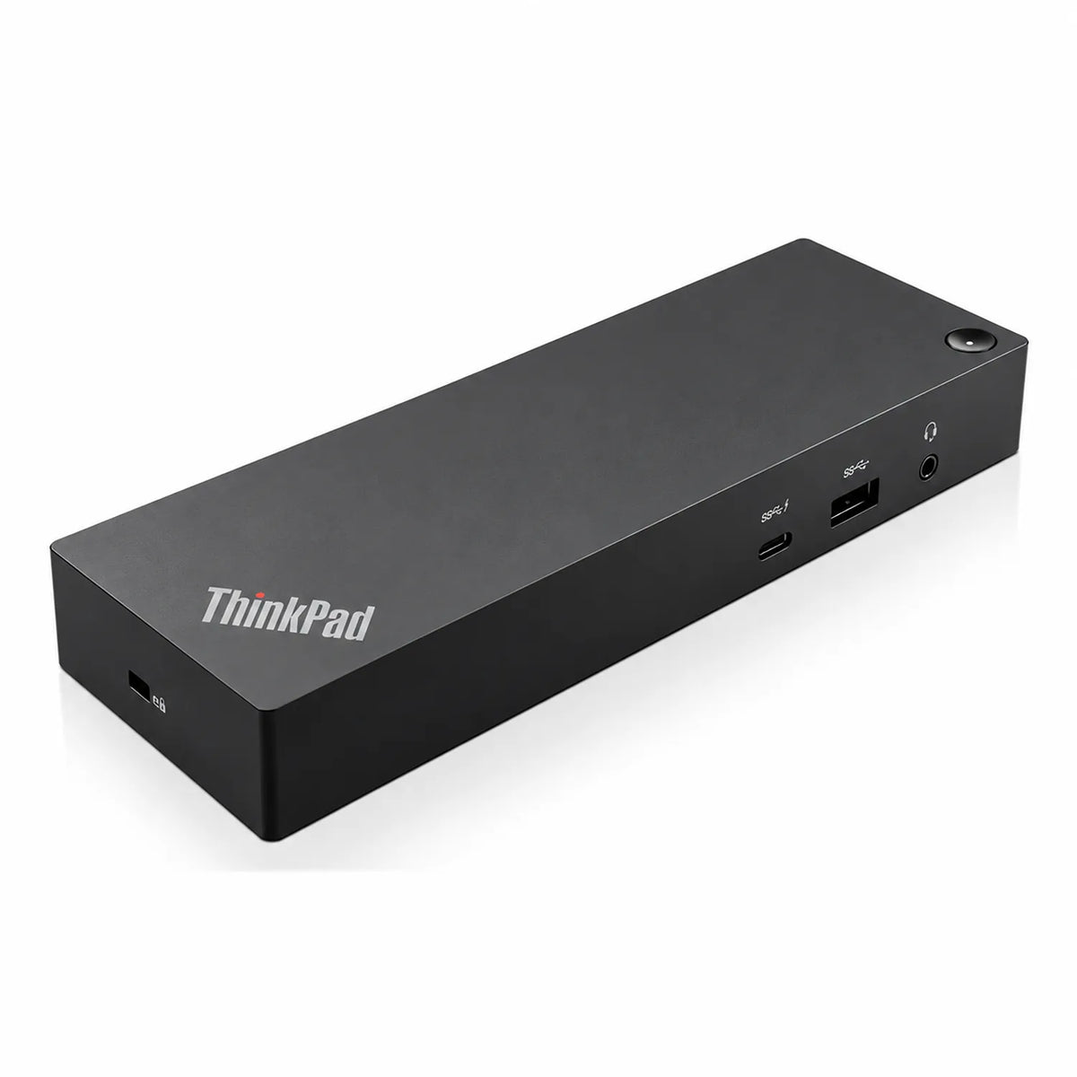 Repacked Lenovo USB-C USB 3.0 Port Docking Station 135W right perspective angle featuring power button and ThinkPad logo -tpstech.in