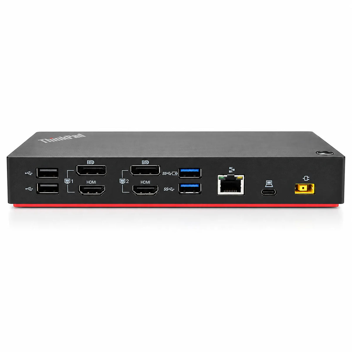 Repacked Lenovo USB-C USB 3.0 Port Docking Station 135W rear view with dual DisplayPort, dual HDMI, Ethernet, USB, and power input -tpstech.in
