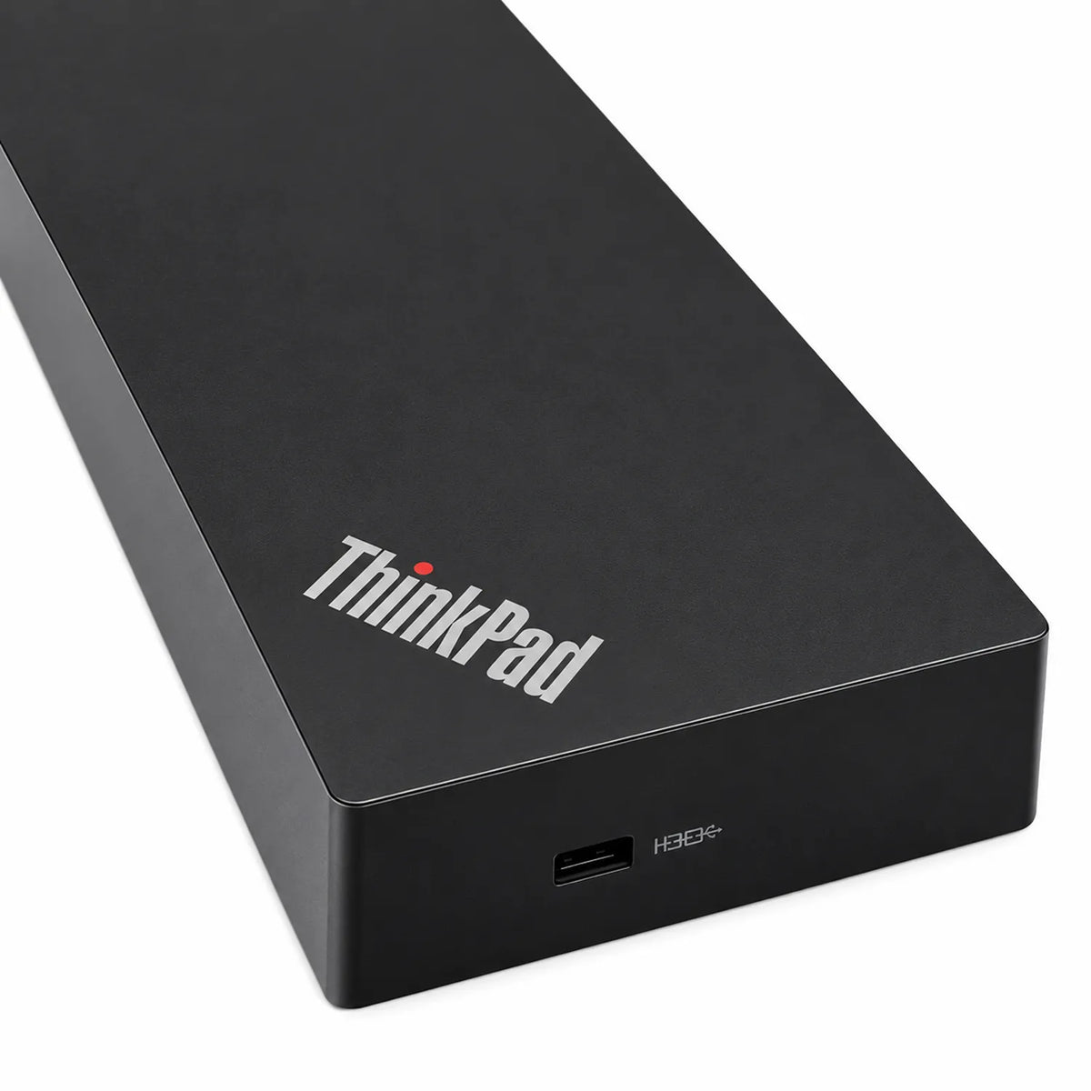 Repacked Lenovo USB-C USB 3.0 Port Docking Station 135W close up side angle showing host USB-C connection port -tpstech.in
