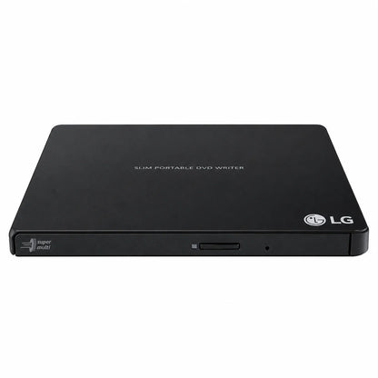 Repacked LG GP65NB60 Portable DVD Writer with M-DISC Support front view showing eject button and Super Multi logo -tpstech.in