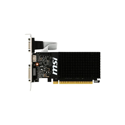 Repacked MSI GT 710 2GB DDR3 Low Profile Graphics Card side flat view showcasing PCB and PCIe connector -tpstech.in