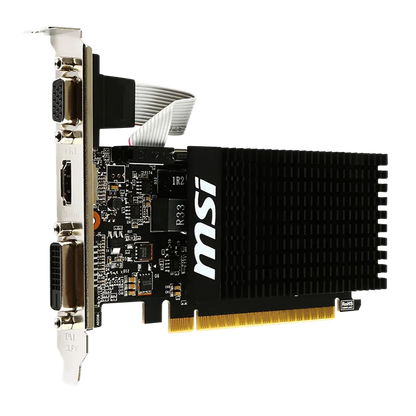 Repacked MSI GT 710 2GB DDR3 Low Profile Graphics Card component layout and heatsink side profile -tpstech.in
