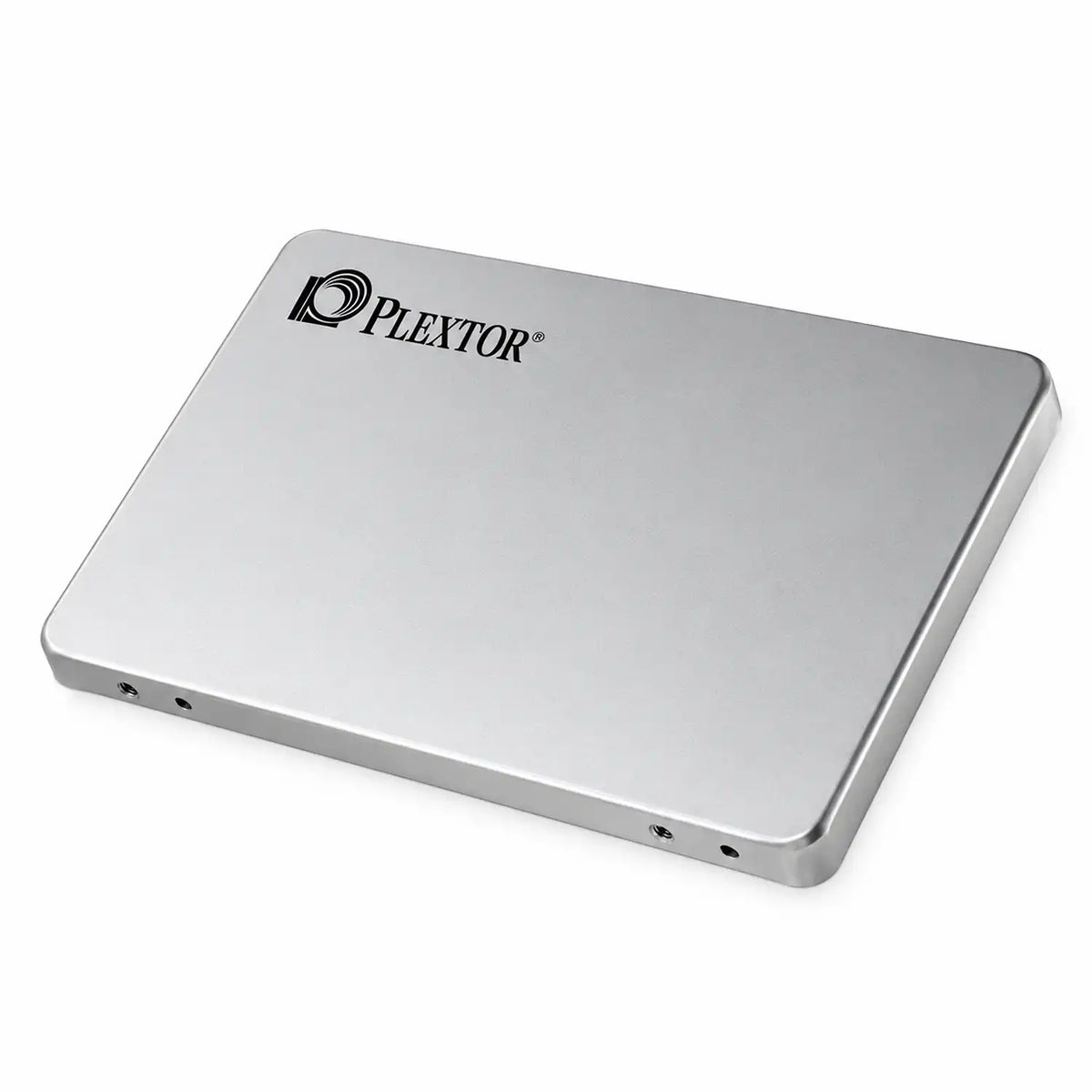 Repacked Plextor 128GB SATA SSD with 550MB/s Read Speed side angle view showing screw mounting points for PC and laptop installation -tpstech.in