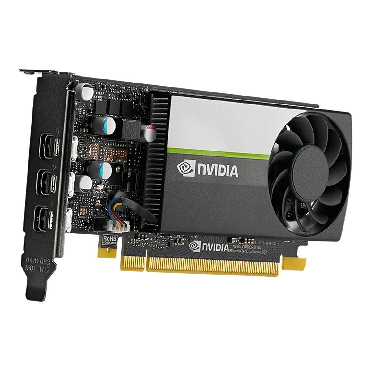 Angled Front View of Repacked PNY NVIDIA Quadro T400 2GB GDDR6 Graphics Card with Single Fan Cooler -tpstech.in