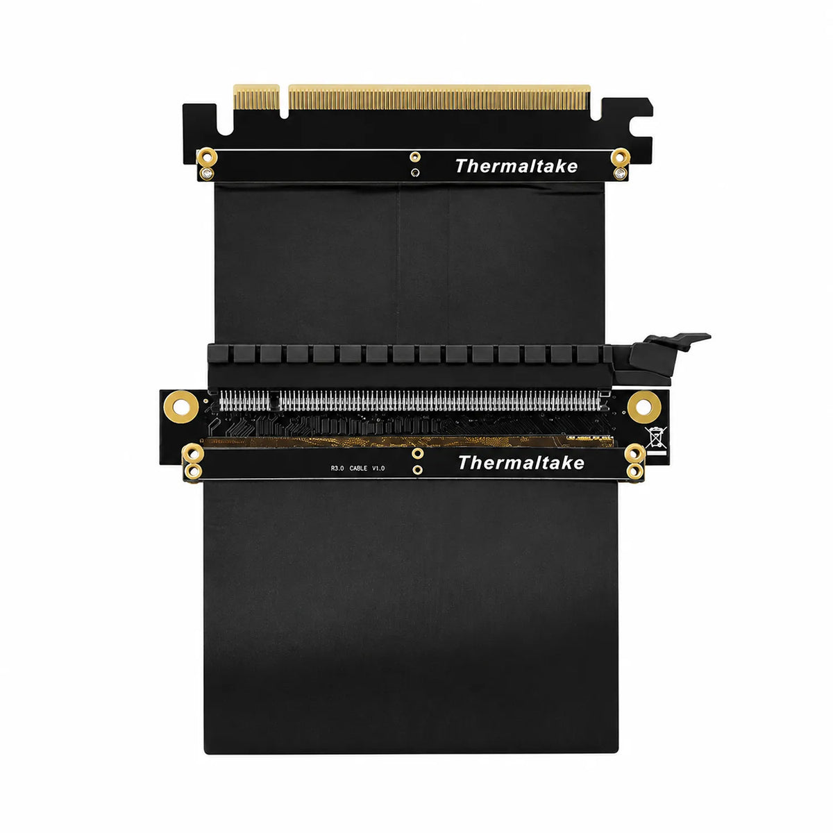 Front view of flat flexible ribbon Repacked Thermaltake Gaming PCI-E 3.0 X16 Riser Cable 200mm for PCIe 3.0 GPUs -tpstech.in