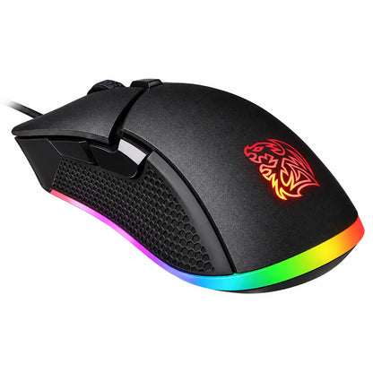 Repacked Thermaltake Tt eSPORTS Iris RGB 5000 DPI Optical Gaming Mouse side profile showing side grip and aura lighting -tpstech.in