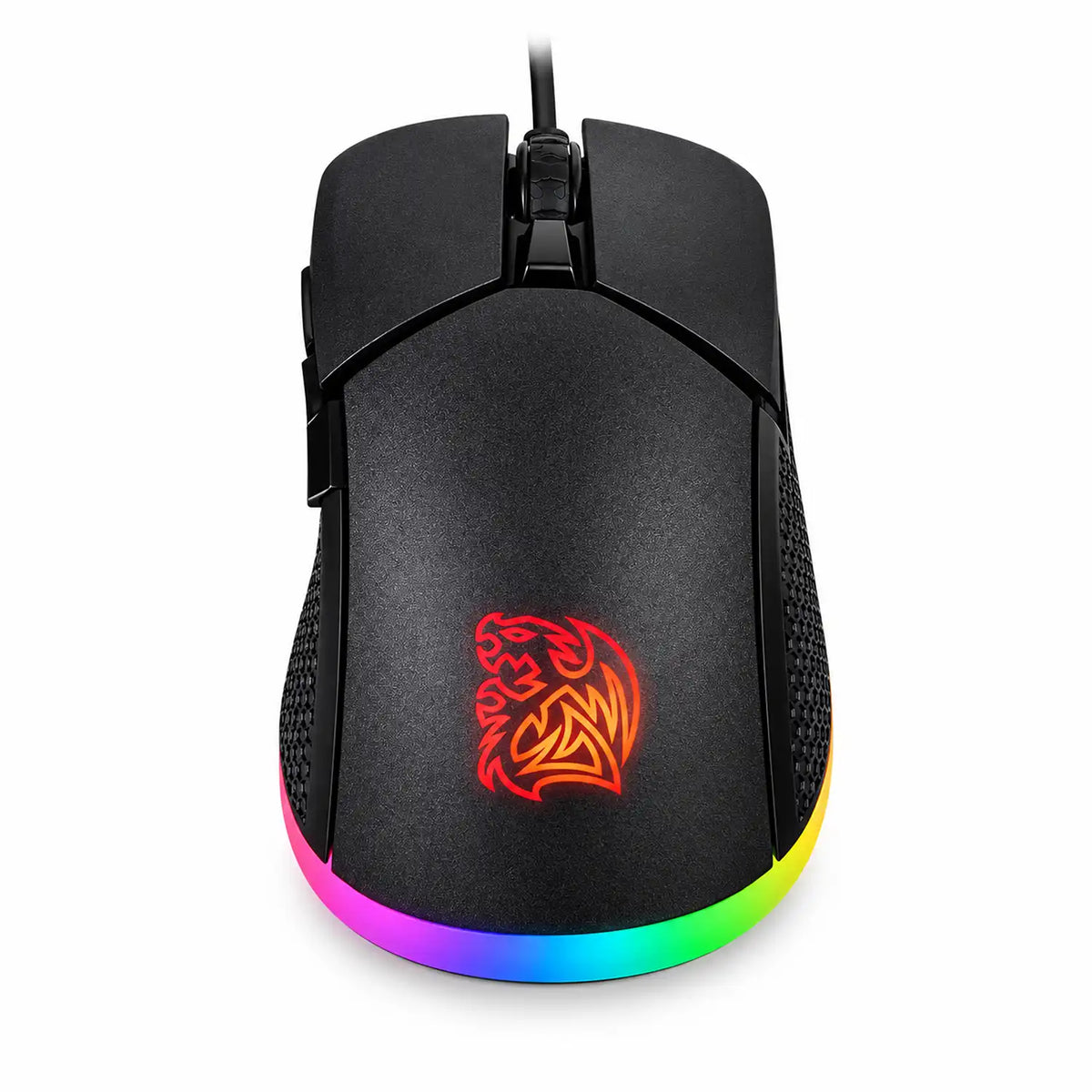 Repacked Thermaltake Tt eSPORTS Iris RGB 5000 DPI Optical Gaming Mouse top view with illuminated dragon logo -tpstech.in