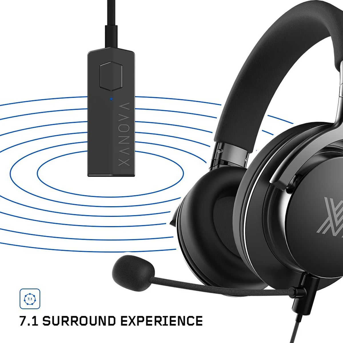Repacked XANOVA Juturna-U Gaming Headset with Virtual 7.1 Surround Sound external USB sound card dongle delivering virtual surround audio -tpstech.in