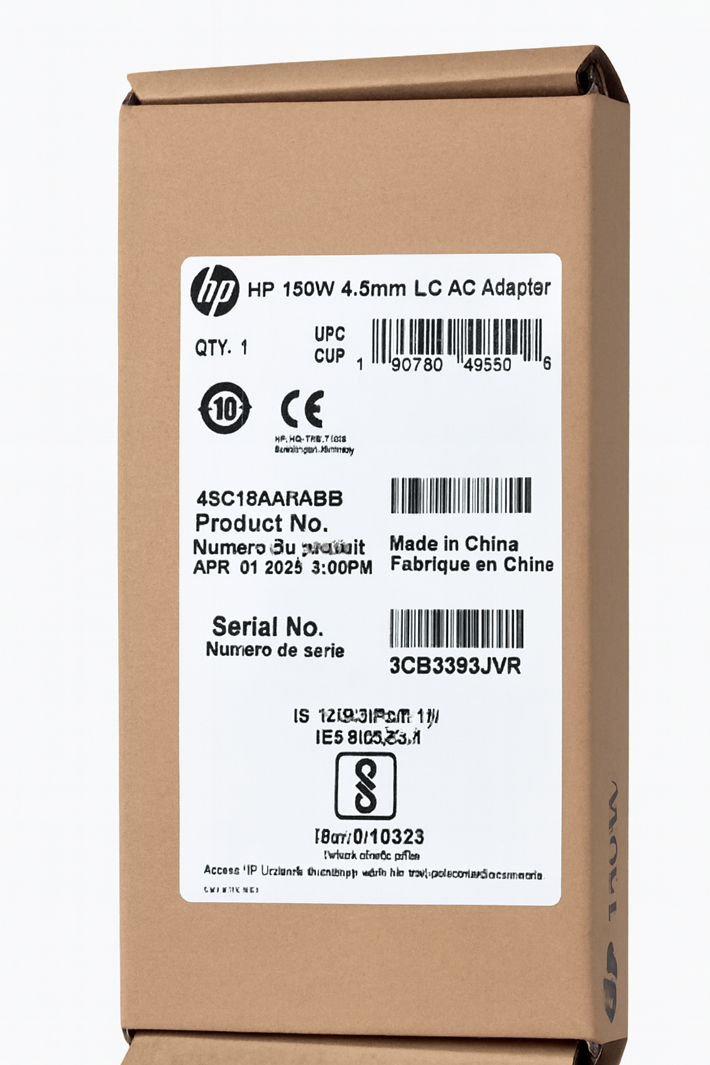 HP Original 150W 19.5V 7.7A 4.5mm Blue Pin Oval Slim AC Adapter for HP Laptops - Black