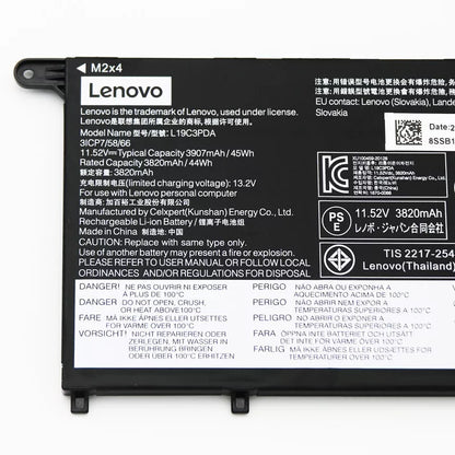 Lenovo L19L3PDA Original OEM 45Whr 3900mAh 11.55V 3 Cell Laptop Battery