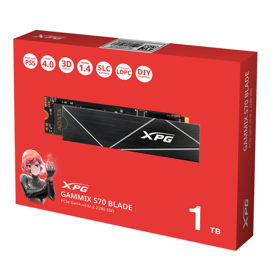 XPG GAMMIX S70 Blade M.2 NVME 1TB PCIe Gen4 Internal Solid-State Drive