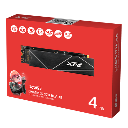 XPG GAMMIX S70 Blade M.2 NVME 4TB PCIe Gen4 Internal Solid-State Drive