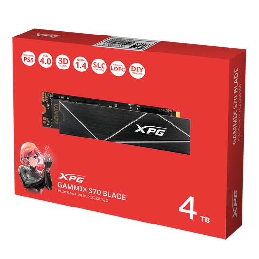 XPG GAMMIX S70 Blade M.2 NVME 4TB PCIe Gen4 Internal Solid-State Drive
