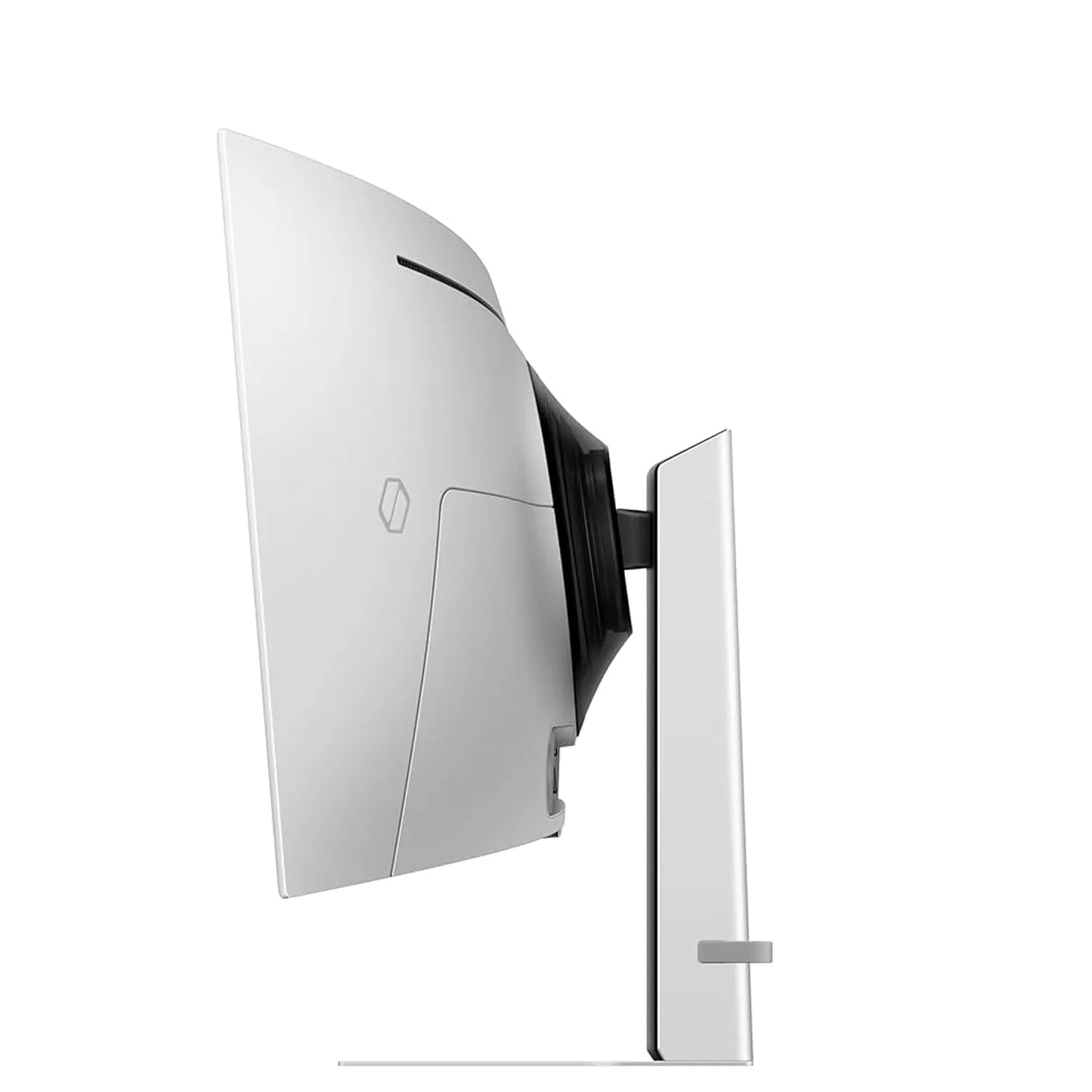 Samsung 49 inch Odyssey OLED G9 curved gaming monitor side view with slim white rear design and stand -tpstech.in