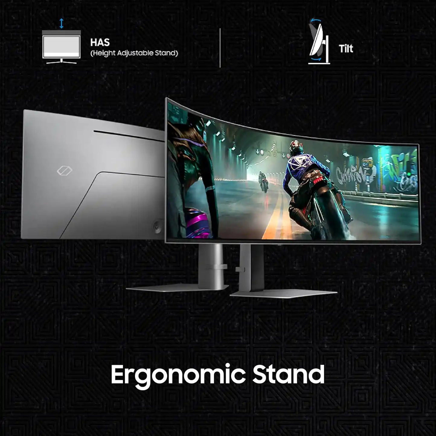 Samsung 49 inch Odyssey OLED G9 gaming monitor with height adjustable and tilt ergonomic stand -tpstech.in