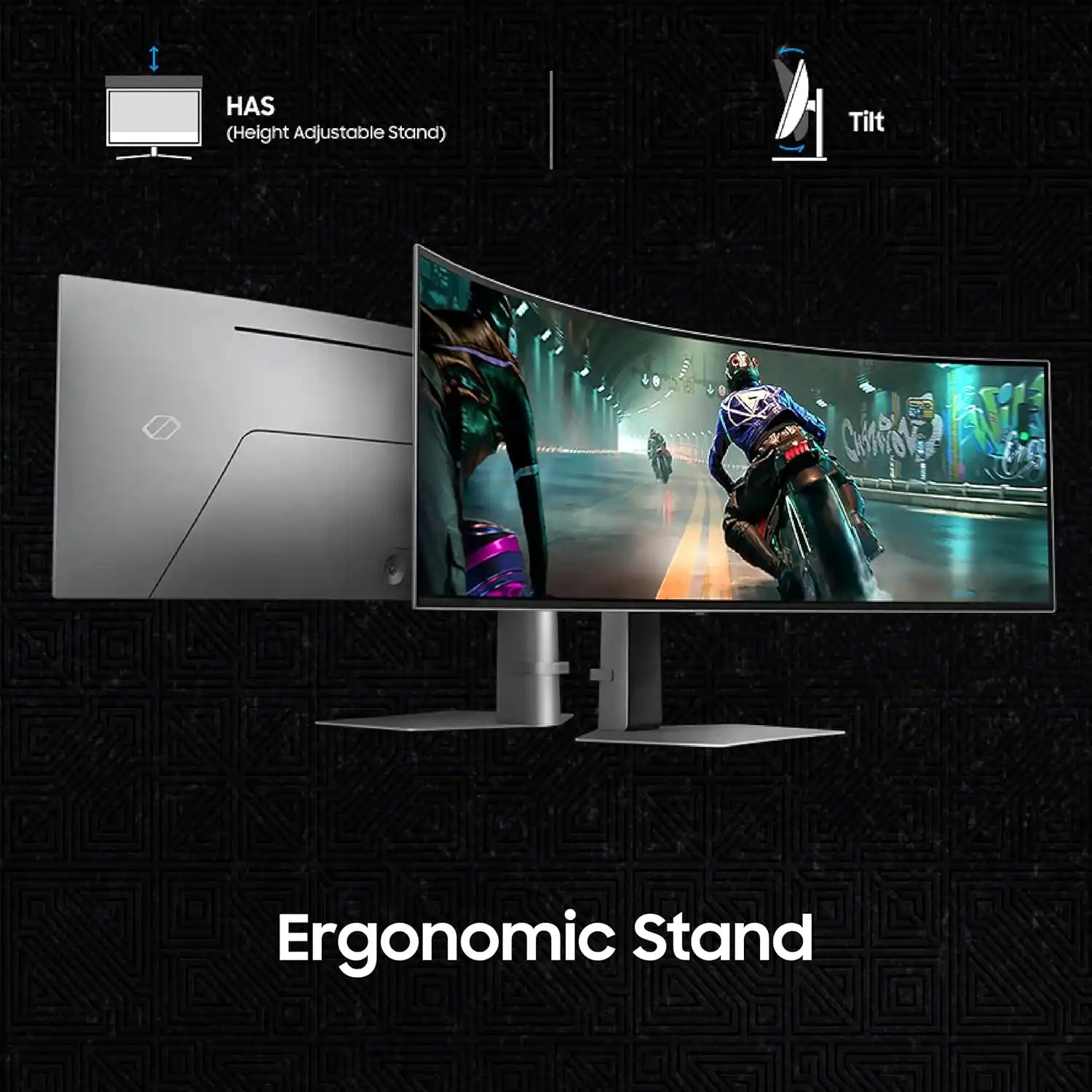 Samsung 49 inch Odyssey OLED G9 gaming monitor with height adjustable and tilt ergonomic stand -tpstech.in