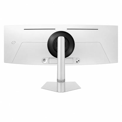 Samsung 49 inch Odyssey OLED G9 gaming monitor rear view showing curved white OLED panel and adjustable stand -tpstech.in