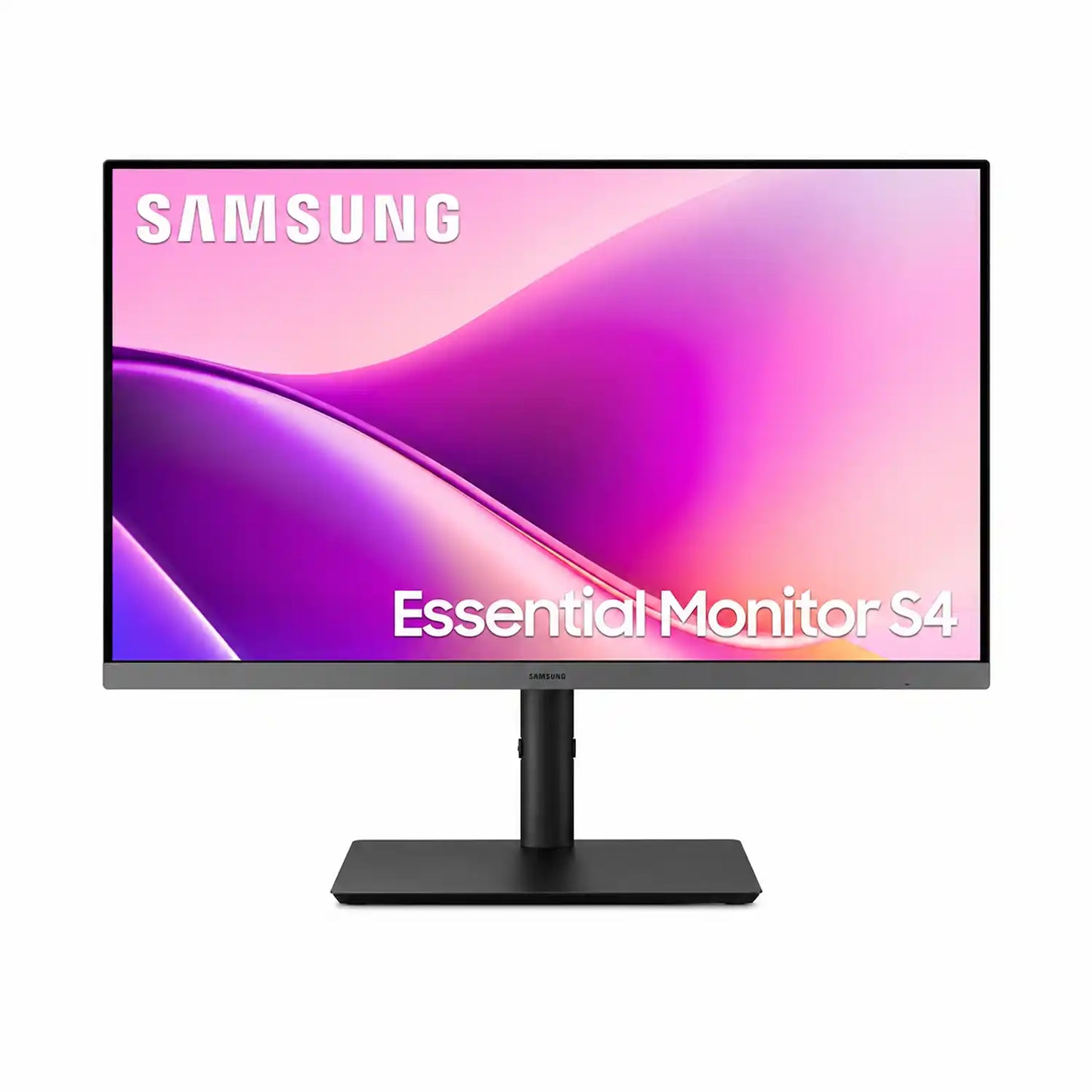 Samsung Essential Monitor S4 LS24F430UAWXXL 24 inch FHD IPS monitor front view with ergonomic stand -tpstech.in