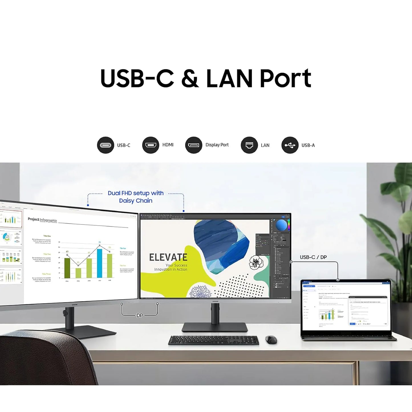 Samsung LS24F430UAWXXL monitor with USB-C, HDMI, DisplayPort, LAN and USB-A connectivity -tpstech.in
