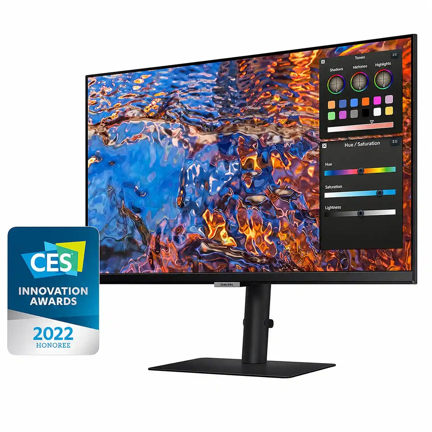 Samsung LS27B800PXWXXL 27 inch 4K IPS ViewFinity monitor showing a detailed creative display from front angle -tpstech.in