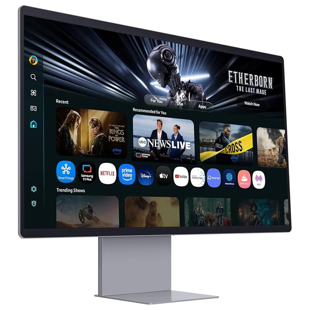 Samsung M9 LS32FM900SWXXL 32-inch 4K OLED Smart Monitor front view with Tizen Smart TV interface -tpstech.in