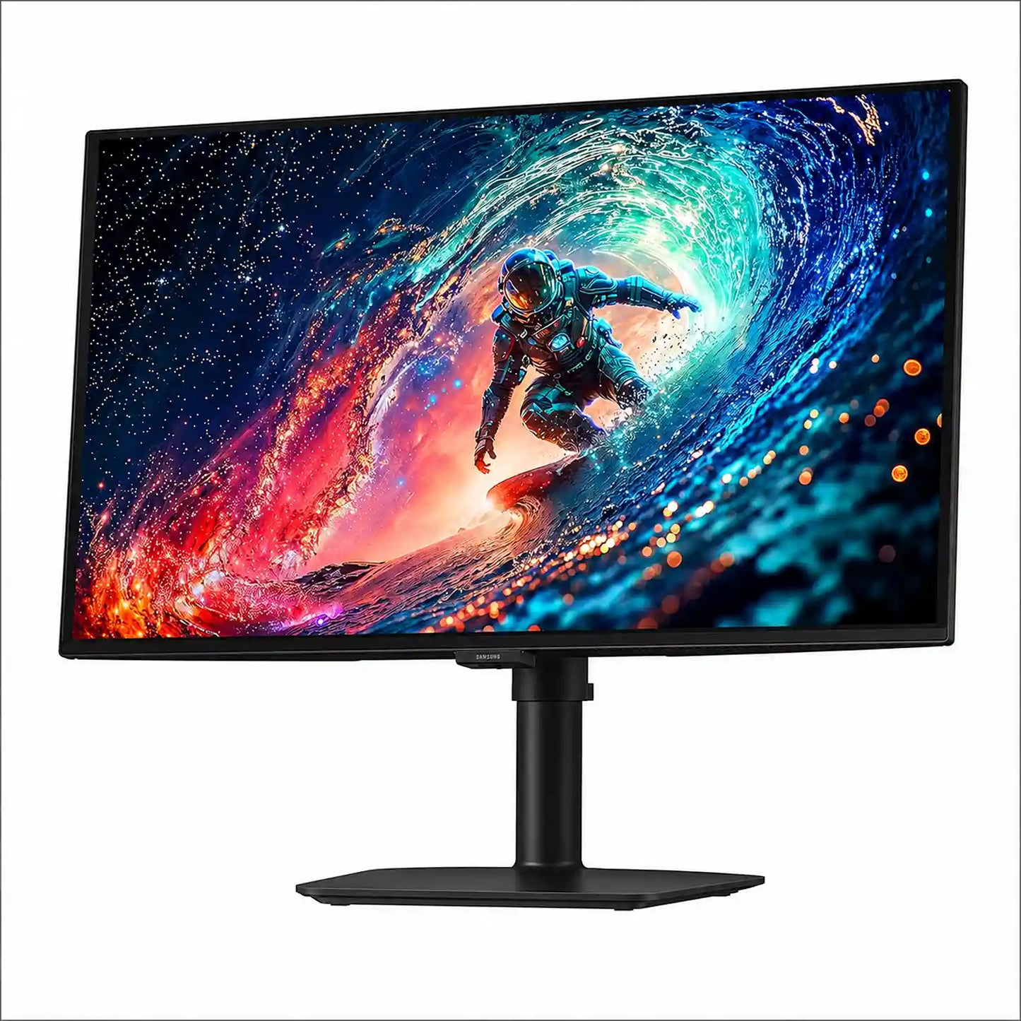 Samsung Odyssey G6 27 inch 240Hz QD-OLED gaming monitor front angled view with colourful display -tpstech.in