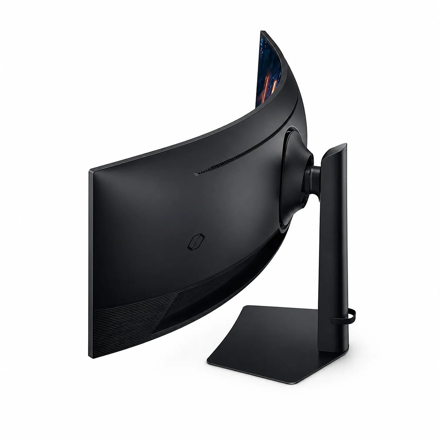 Samsung Odyssey G9 49 inch curved gaming monitor shown from the rear side with ergonomic stand -tpstech.in