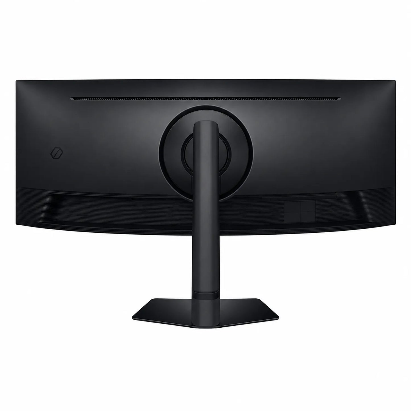 Samsung Odyssey G9 49 inch curved gaming monitor shown from the rear with its ergonomic stand and back panel -tpstech.in