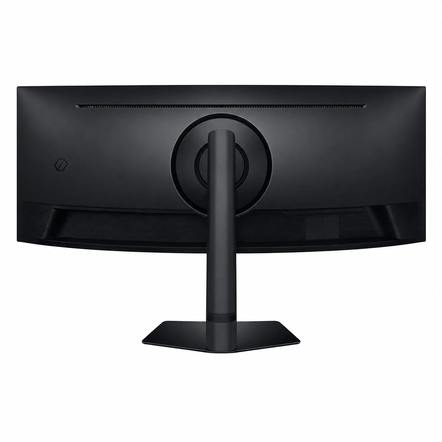 Samsung Odyssey G9 49 inch curved gaming monitor shown from the rear with its ergonomic stand and back panel -tpstech.in