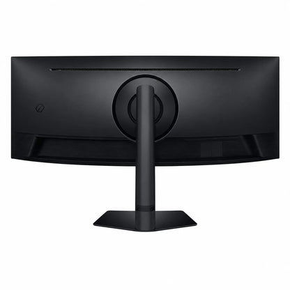 Samsung Odyssey G9 49 inch curved gaming monitor shown from the rear with its ergonomic stand and back panel -tpstech.in
