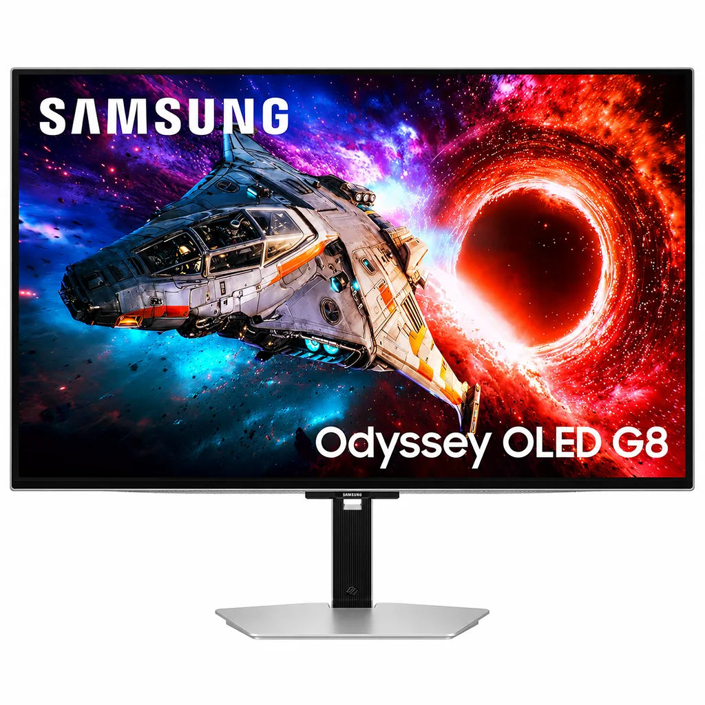 Samsung Odyssey OLED G8 LS32HG800SWXXL 32-inch 4K 240Hz OLED gaming monitor front view with vivid display -tpstech.in