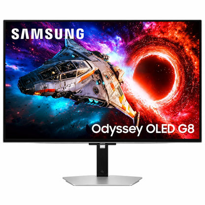 Samsung Odyssey OLED G8 LS32HG800SWXXL 32-inch 4K 240Hz OLED gaming monitor front view with vivid display -tpstech.in
