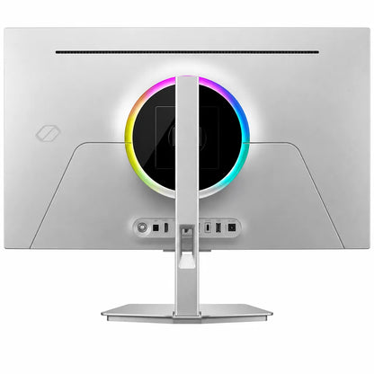 Samsung Odyssey OLED G8 LS32HG800SWXXL rear view showing RGB lighting, slim design and adjustable stand -tpstech.in