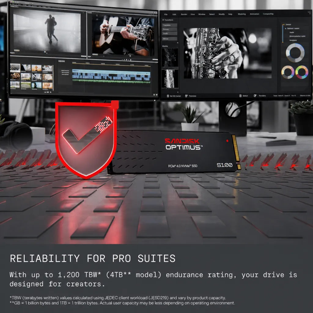 SANDISK Optimus 5100 500GB PCIe 4.0 NVMe SSD delivering reliable performance for professional creative workflows.