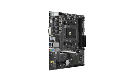 Perspective view of SAPPHIRE A520M-E Micro-ATX motherboard with dual DDR4 DIMM slots
