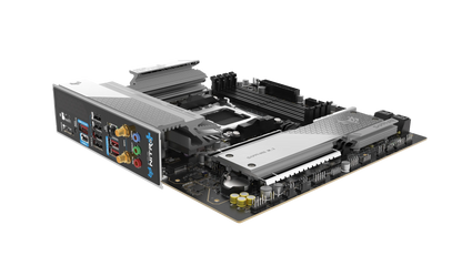 SAPPHIRE NITRO+ B850M WIFI motherboard showing rear I/O ports and WiFi connectivity